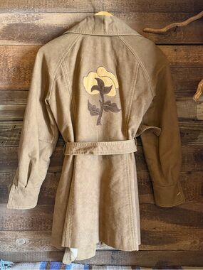 Denver Tan Suede Trench Coat with Self Tie Belt